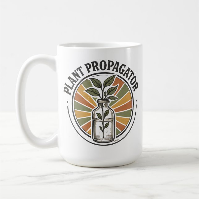Vintage Plant Propagator Badge Coffee Mug (Left)