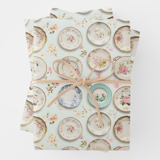Vintage plates wrapping paper sheet (In situ)