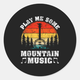 Vintage Play Me Some Mountain Music Mandolin  Classic Round Sticker