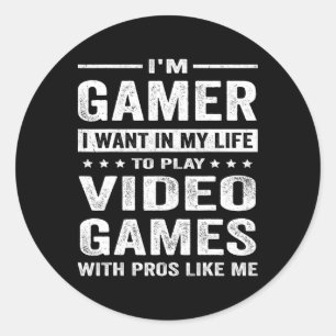 Vintage Play Video Games Funny Gamer Boys Teens Ga Classic Round Sticker