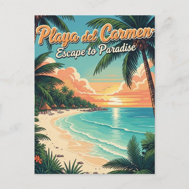 Vintage Playa Del Carmen Mexico Travel Postcard (Front)