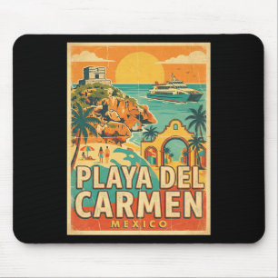 Vintage Playa Del Carmen Mexico Travel Souvenir Mouse Mat