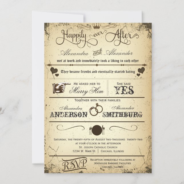 Vintage Playbill Storyline Formal Wedding Invite (Front)