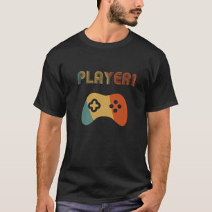 Vintage Player 1 Gamer Couples Matching Player 1 P T-Shirt
