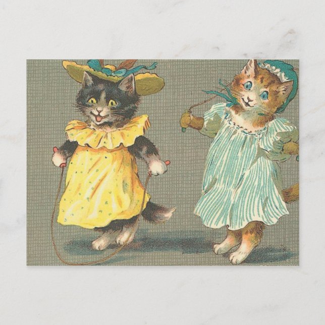 vintage playful kittens postcard (Front)