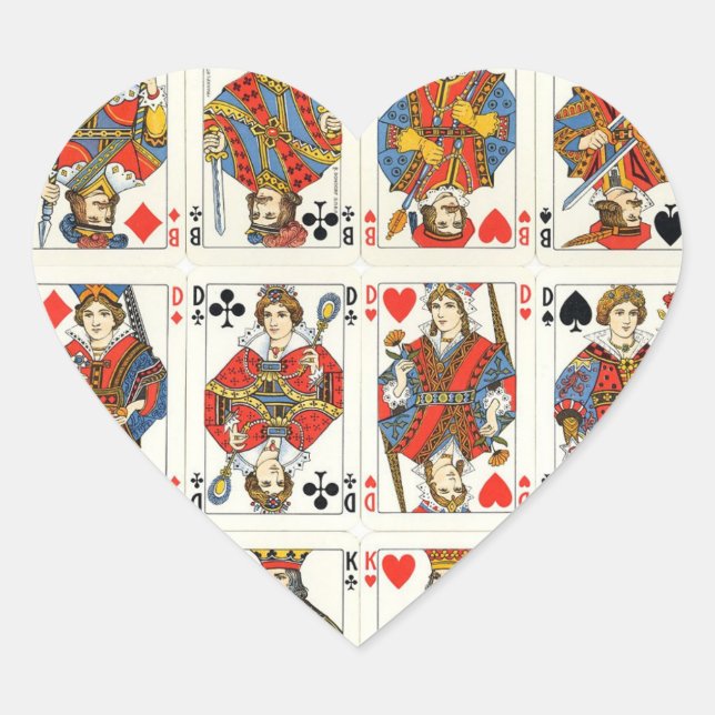 "Vintage Playing Card"s Heart Sticker (Front)