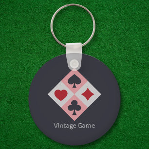 Vintage Playing Cards Colours Keychain