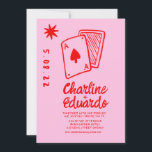 Vintage playing cards hearts Simple Wedding<br><div class="desc">Playing Card Retro Pink and Red Handwriting Wedding invitation</div>