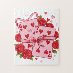 Vintage Playing Cards Hearts Valentine Coquette Gi Jigsaw Puzzle