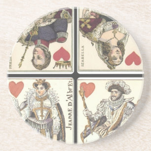 Vintage Playing Cards - Kings and Queens of Hearts Coaster