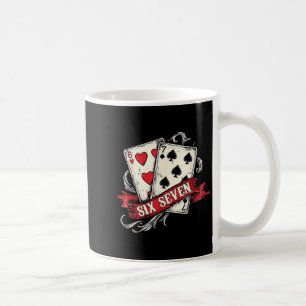 Vintage Playing Cards Six Seven 67 Meme Valentine  Coffee Mug