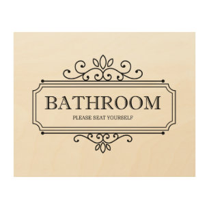Vintage Please Seat Yourself Bathroom Wood Wall Art