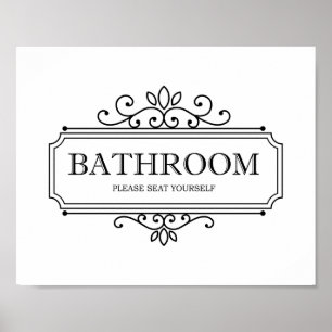 Vintage Please Seat Yourself Funny Bathroom Sign