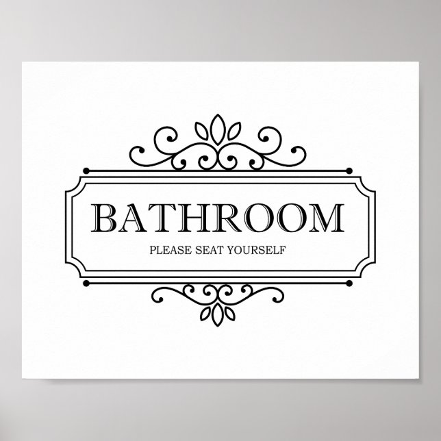 Vintage Please Seat Yourself Funny Bathroom Sign (Front)