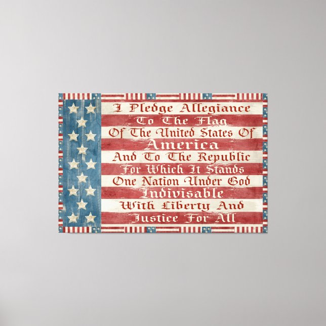Vintage Pledge Of Allegiance Canvas Print (Front)