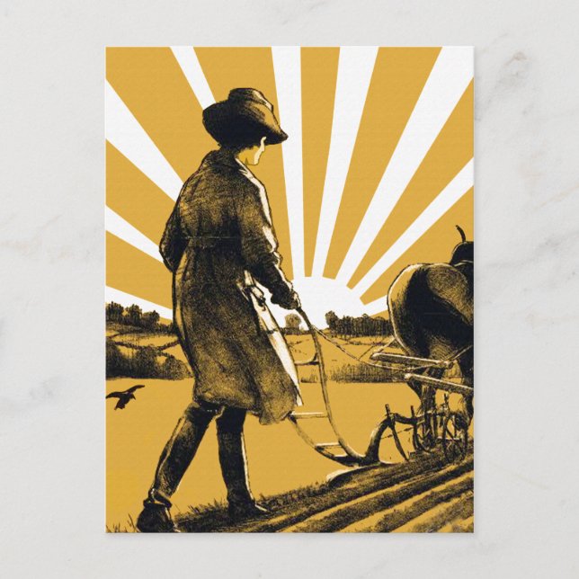 Vintage Plough Girl Postcard (Front)