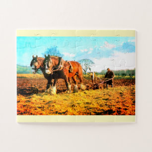 Vintage ploughing jigsaw puzzle