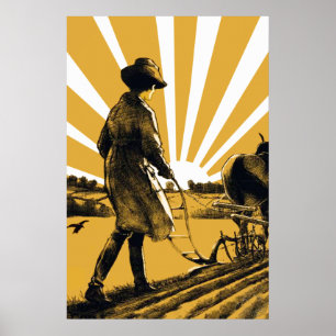 Vintage Plow Girl Poster Print