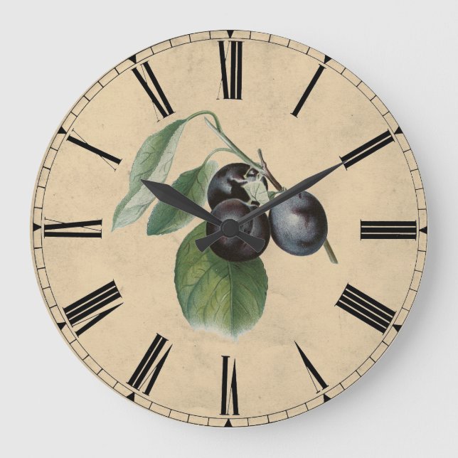 Vintage Plum Illustration Large Clock (Front)