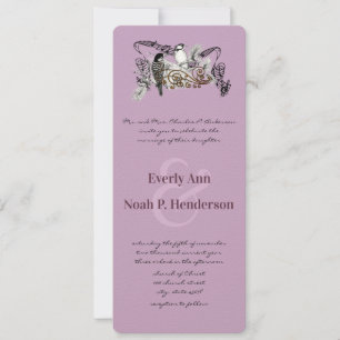 Vintage Plum Love Bird  Wedding Invitation