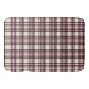 Vintage Plum Purple & Cream Tartan Plaid Bath Mat