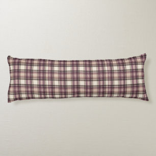 Vintage Plum Purple & Cream Tartan Plaid Body Cushion