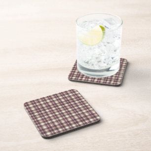 Vintage Plum Purple & Cream Tartan Plaid Coaster