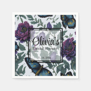 Vintage plum purple magenta floral butterflies  napkin