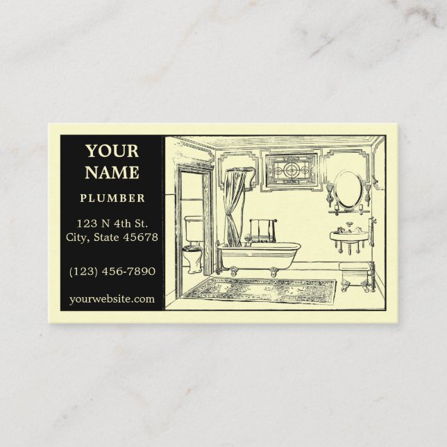Vintage Plumber Template Business Card (Front)
