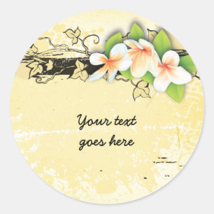 Vintage plumeria/frangipani and ivy yellow sticker