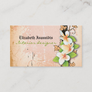 Vintage plumeria interior designer business card