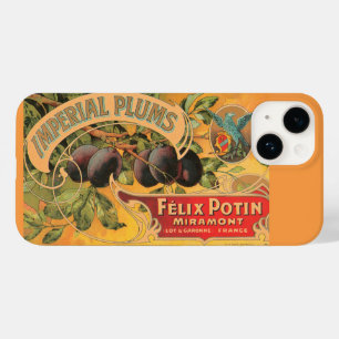 Vintage Plums Fruit Label Case-Mate iPhone 14 Case