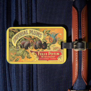 Vintage Plums Fruit Label Luggage Tag