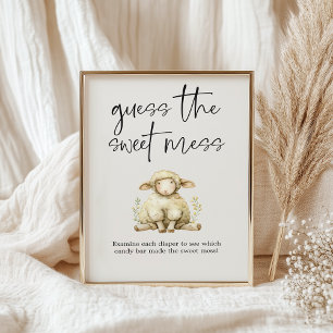 Vintage Plush Animals Baby Shower Guess Sweet Mess Poster