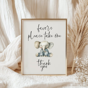 Vintage Plush Nursery Animals Baby Shower Favours Poster