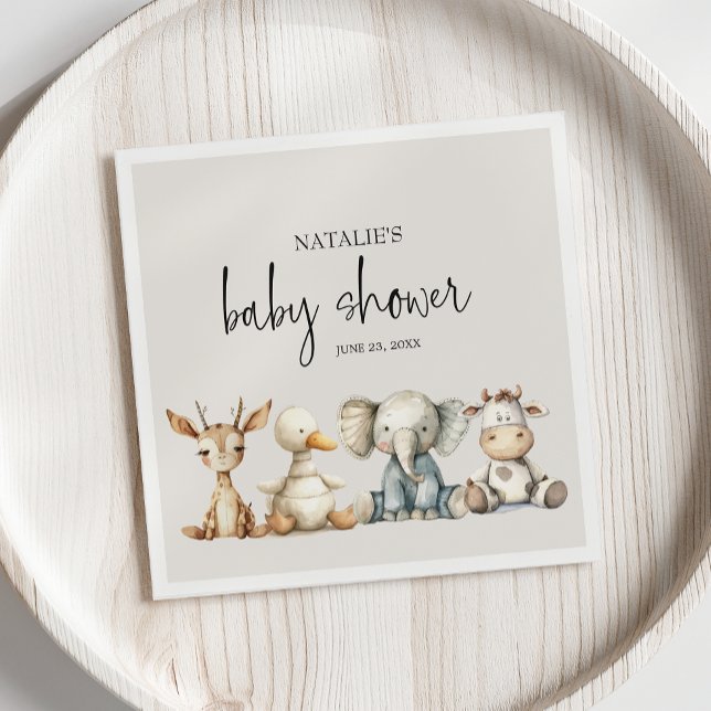 Vintage Plush Nursery Animals Baby Shower Napkins (Creator Uploaded)