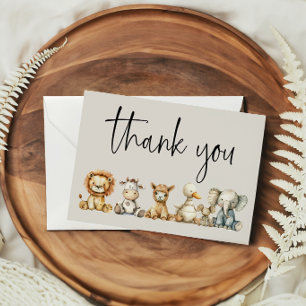 Vintage Plush Nursery Animals Baby Shower Thank You Card