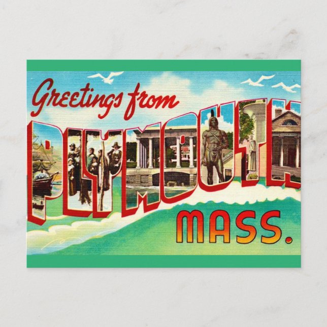Vintage Plymouth MA Postcard (Front)