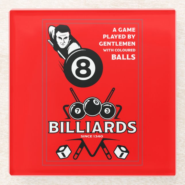 Vintage Pocket Billards Glass Coaster (Front)