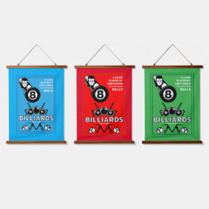 Vintage Pocket Billards Hanging Tapestry