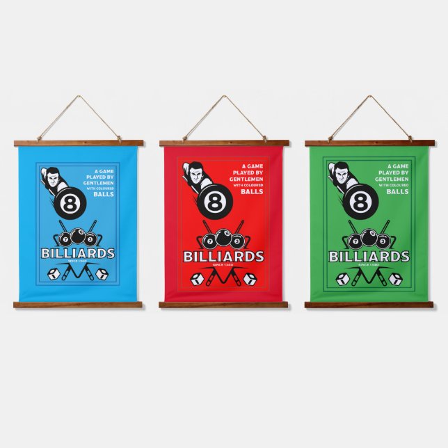 Vintage Pocket Billards Hanging Tapestry (Triple)