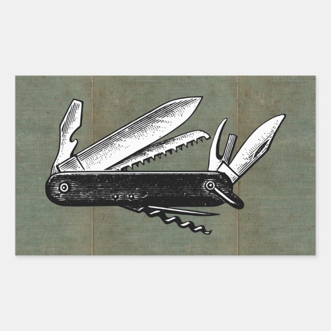 Vintage Pocket Knife Art Rectangular Sticker (Front)