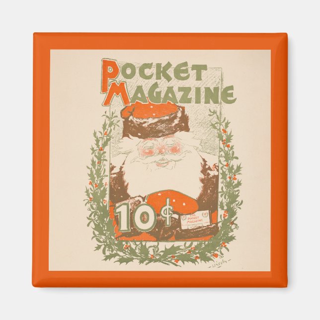 Vintage Pocket Magazine Christmas Magnet (Front)