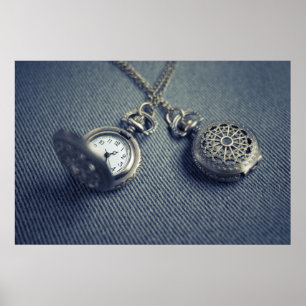 Vintage Pocket Watch Locket Steampunk Photo Poster