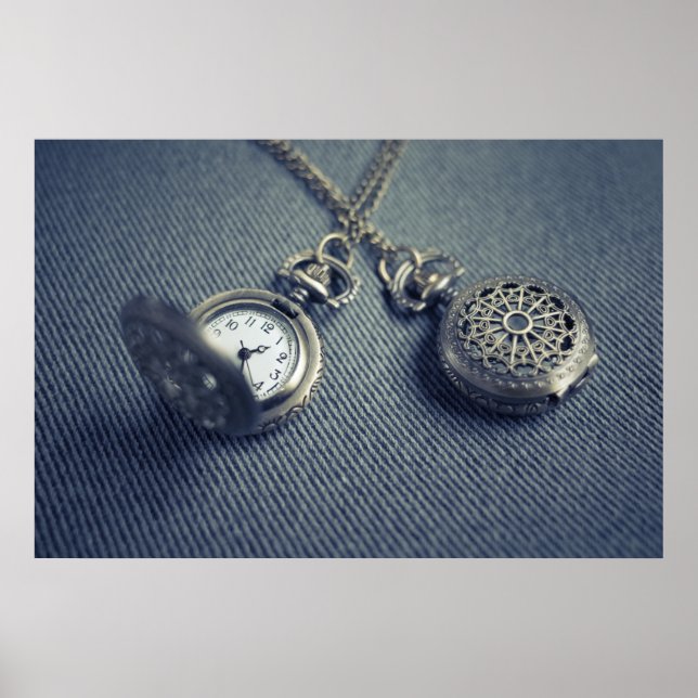 Vintage Pocket Watch Locket Steampunk Photo Poster (Front)