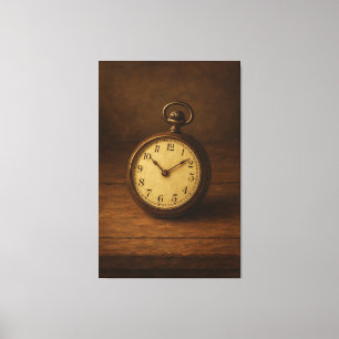 Vintage Pocket Watch Painting Canvas Print
