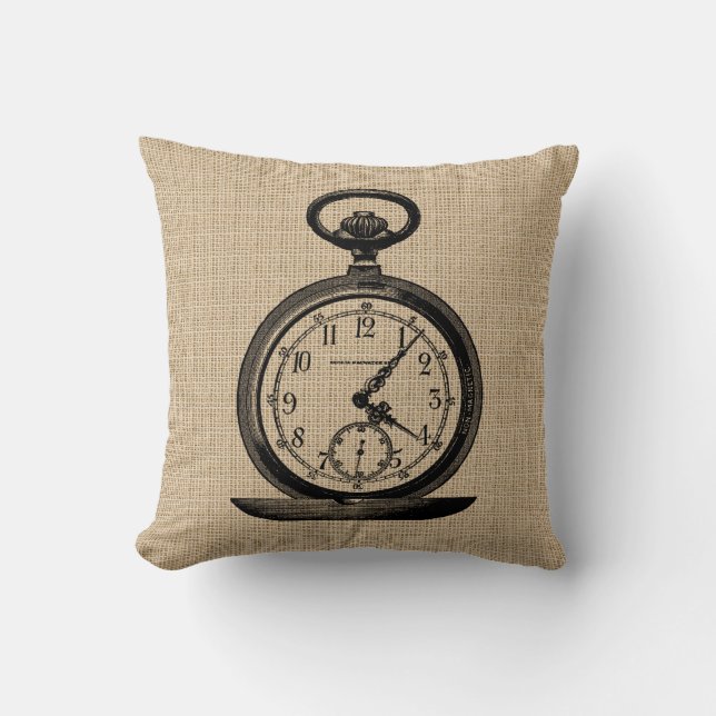 Vintage Pocket Watch Pillow (Front)