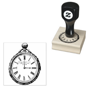 Vintage Pocket Watch Rubber Stamp