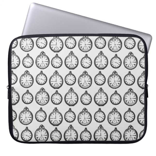 Vintage Pocket Watches Pattern Laptop Sleeve (Front)