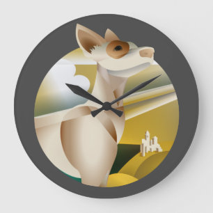 Vintage Podenco Art Deco Dog Large Clock
